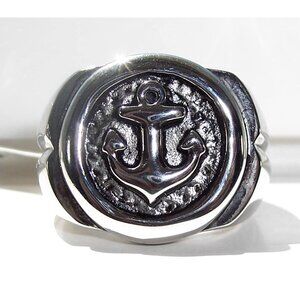 STAINLESS STEEL Men's Nautical Anchor Ring